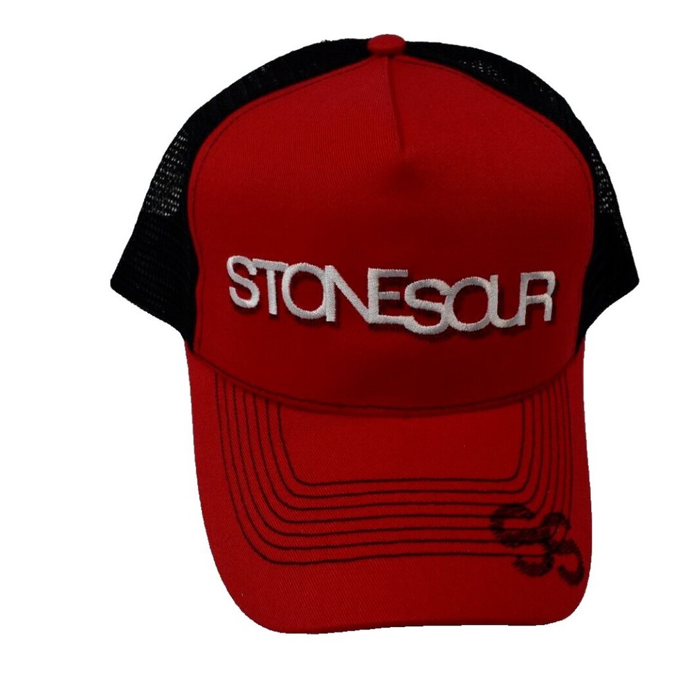 Stone Sour Mens Stone Sour Red & Black Snap-Back Baseball Hat Cap New